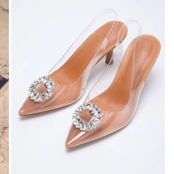 Vici Shoes - Namire Clear Slingback Embellished Charm Heels – VICI